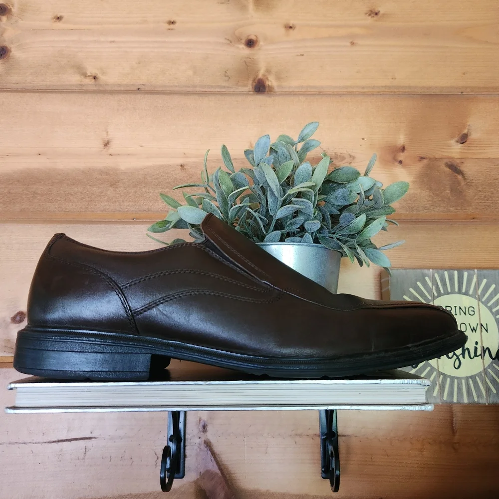 G.H. Bass & Co Glenn Brown Leather Slip On Loafers Casual Square Shoes‎ Sz 10 M